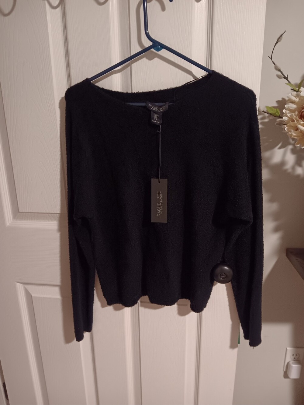 RACHEL ZOE Black Cozy Rounded Neckline Sweater. Medium NWT